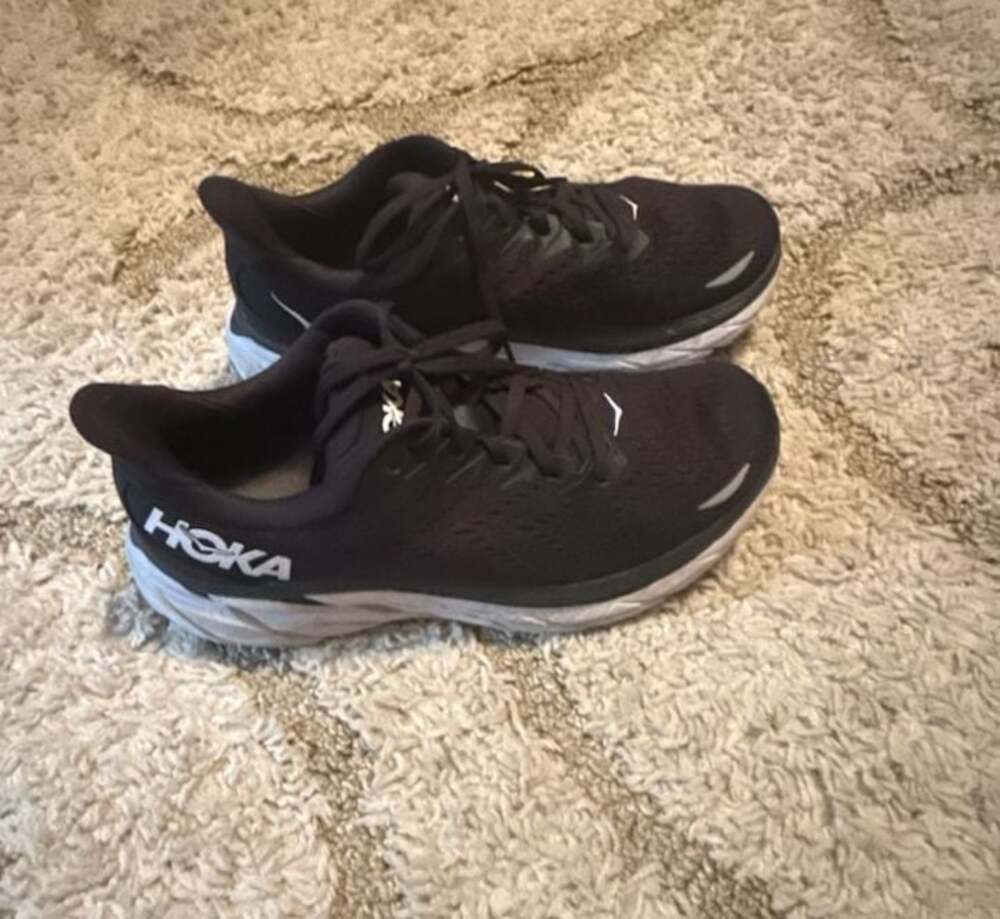 HOKA ONE ONE Women's Clifton 8 Running Shoes in Black/White
